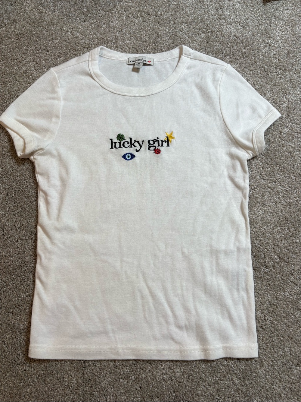 Lucky Girl Embroidered Graphic Tee